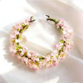 Pastoral Scenic Rapeseed Flower Wreath Flower Garland Bright Cloth Flower Bride Flower Crown Headbands Zpaxo Pink