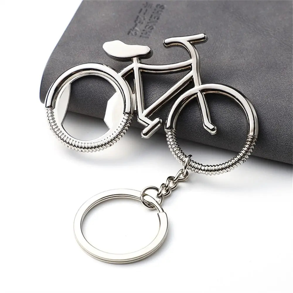 Bar Tool Metal Bicycle Keychain Bike Shaped Multifunctional Bottle Opener Keyring Fashion Portable Bike Key Rings Father's Day Zpaxo Silver