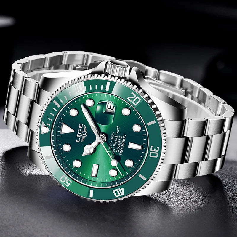 LIGE Top Brand Luxury Fashion Diver Watch Men 30ATM Waterproof Date Clock Sport Watches Mens Quartz Wristwatch Relogio Masculino Zpaxo