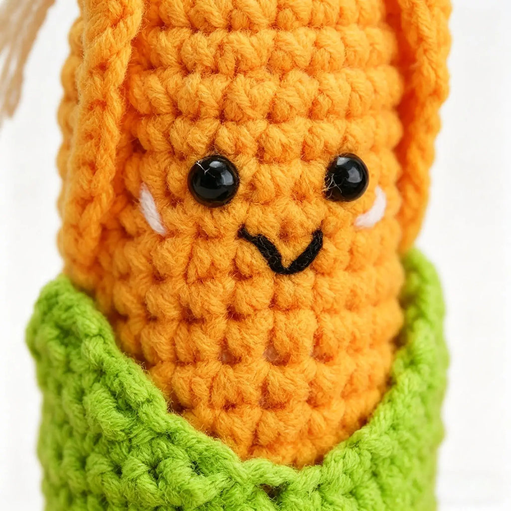 Crochet Doll Corn Shape Decor Desk With Card Positive Support Crochet For Women Men Girls Boys Friends Students Coworkers Zpaxo
