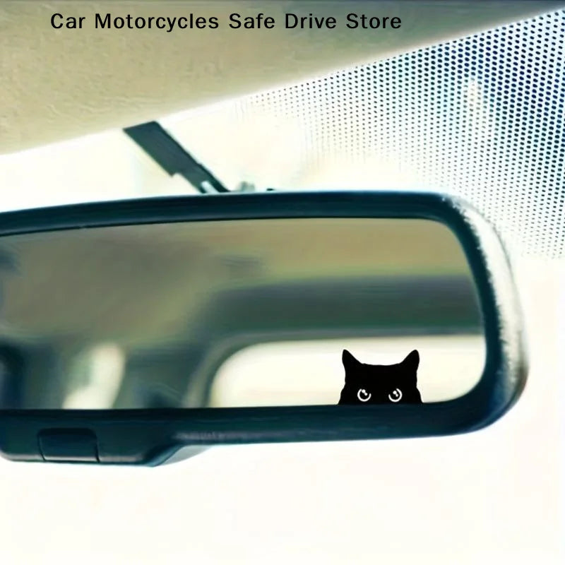 CM10PCS Cute Cat Peeker Decal Car Black Sticker Blank Button Vinyl