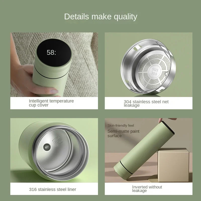 Outdoor Smart Thermos Cup 304 Stainless Steel Temperature Display
