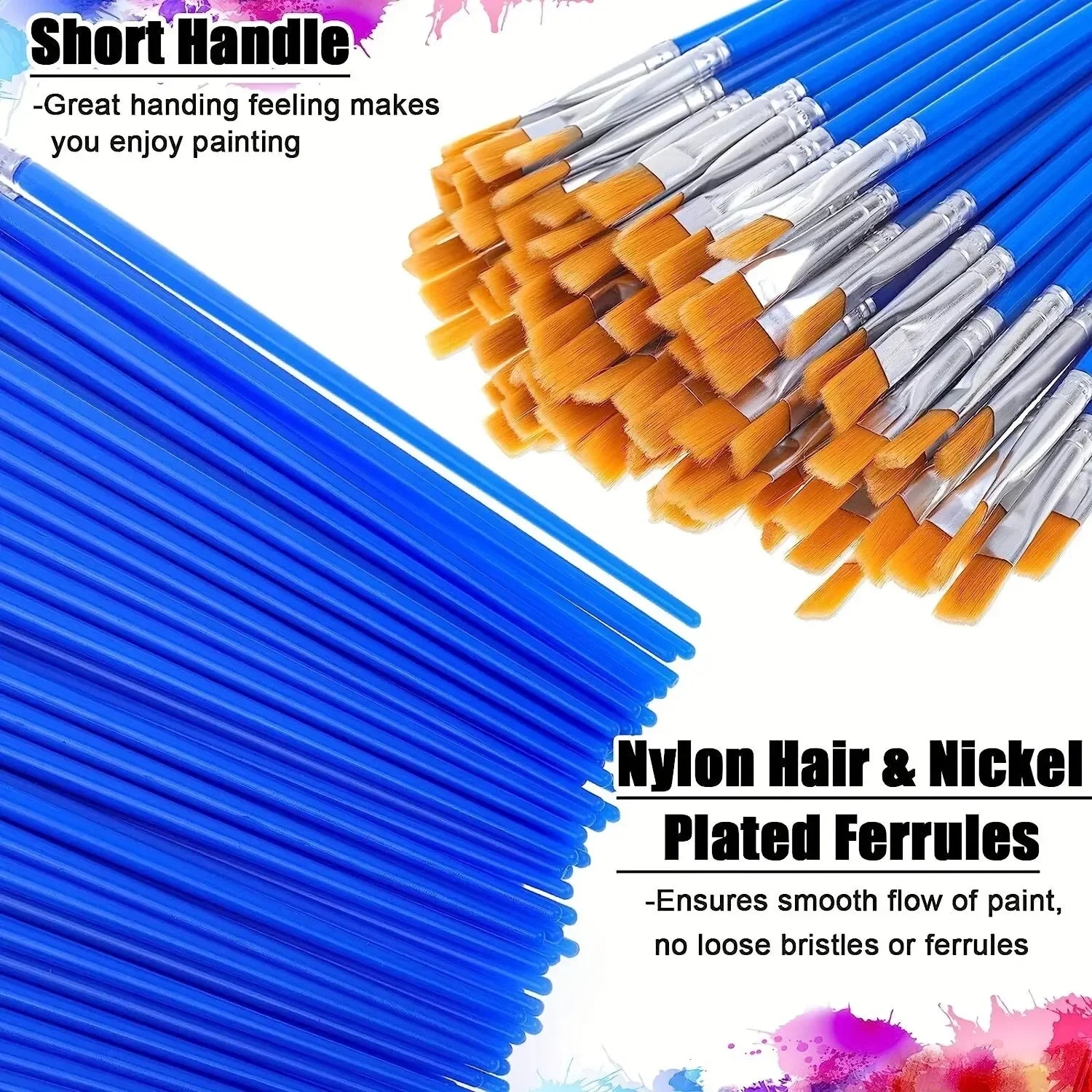 50-Piece Nylon Paint Brush Set – Oil, Acrylic & Watercolor