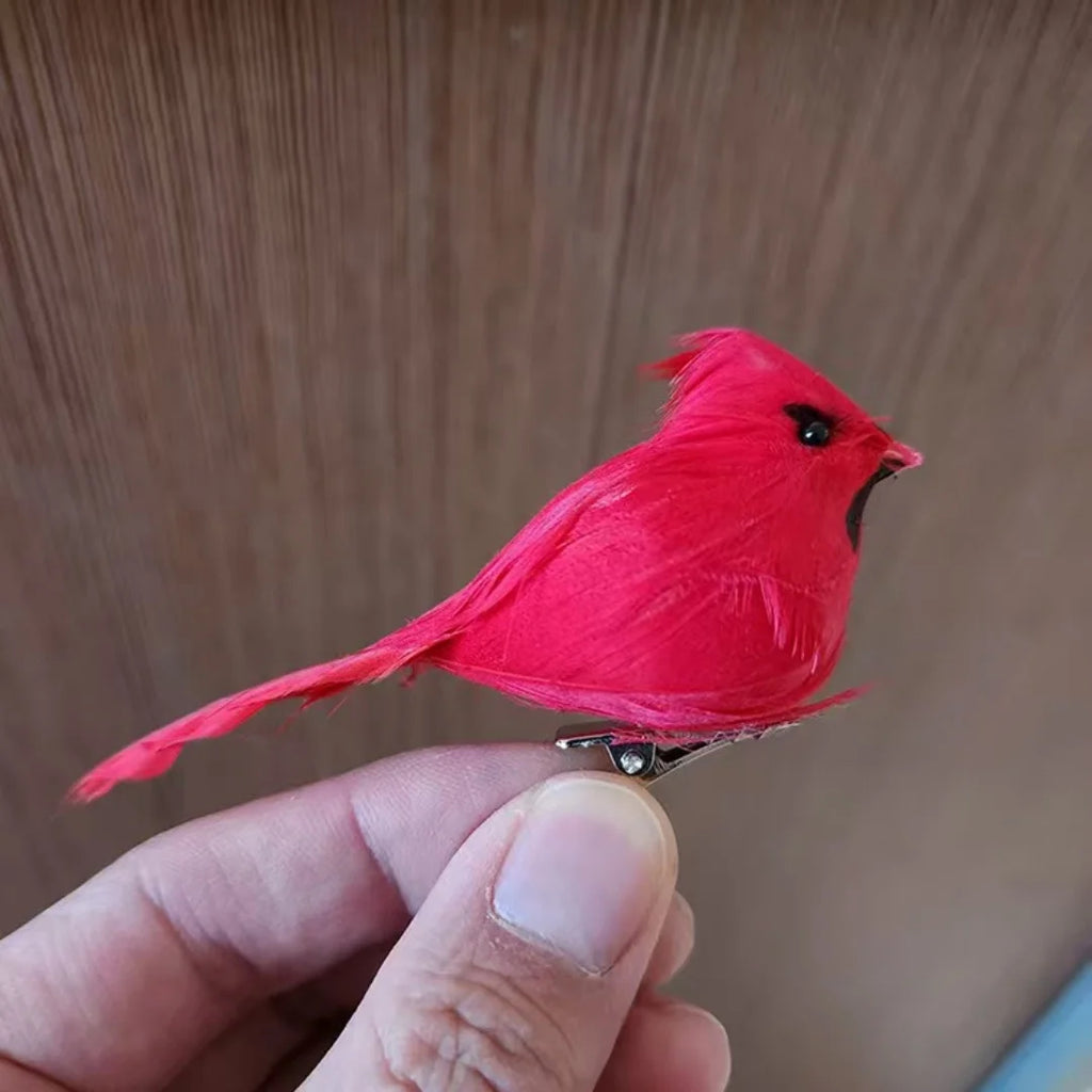 Clip-On Feathered Red Cardinal Bird Christmas Ornament
