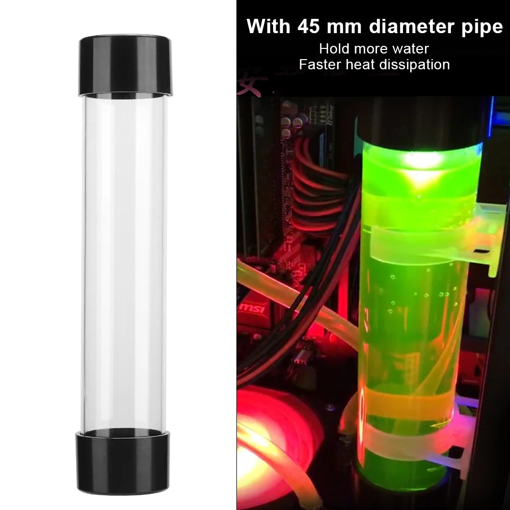 Transparent Cylindrical Computer Water Cooling Water Tank 240MM for Practicality Zpaxo