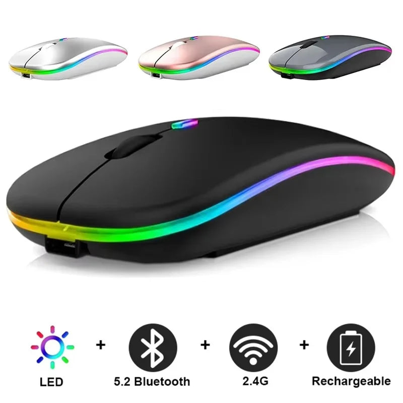 Wireless Mouse 2 4GHz Bluetooth Rechargeable Quiet Ergonomic Gaming