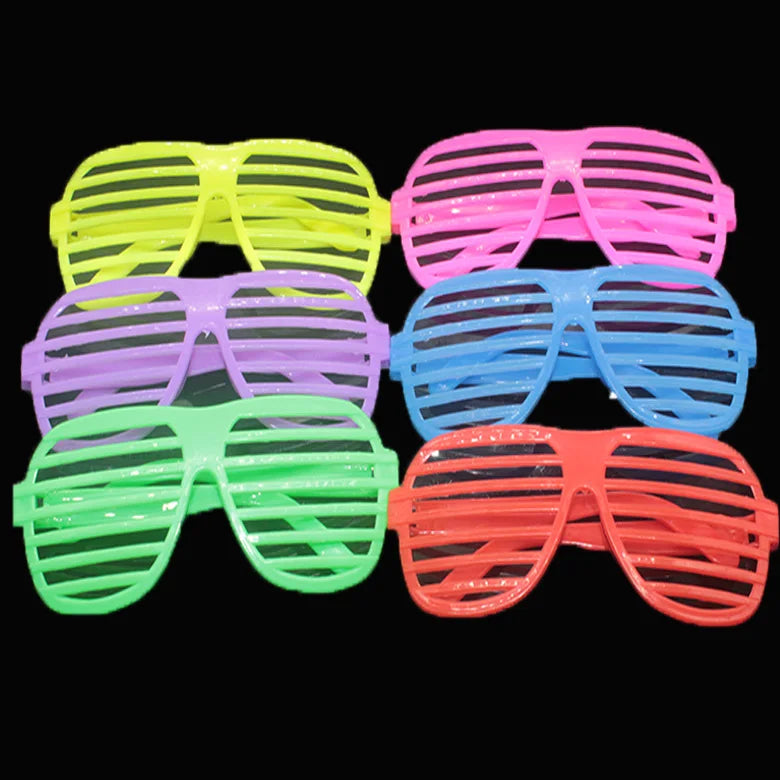 6 Shutter Shades Glasses Sunglasses Neon Eyewears 80s 90s Retro Party Zpaxo