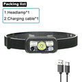 COB LED Sensor Headlamp – USB Rechargeable, 6 Modes, IPX4