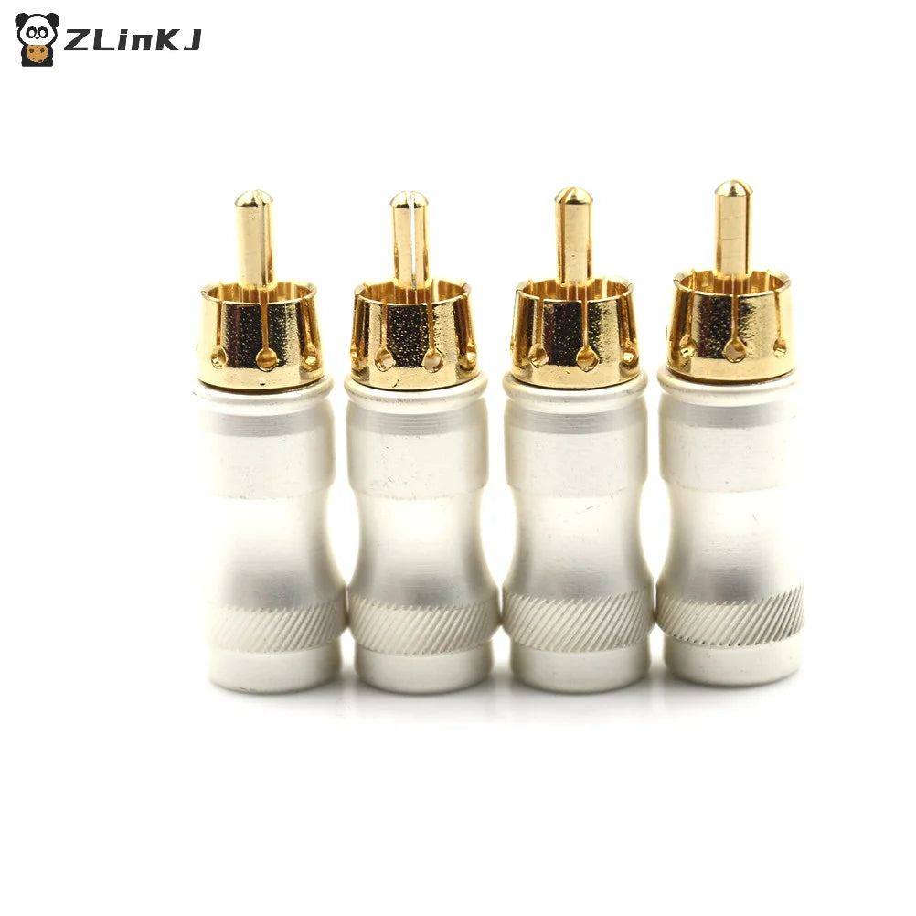 ▶4Pcs Goldplated Male Plug HIFI Audio Cable Audio Video Connector Adapter Zpaxo