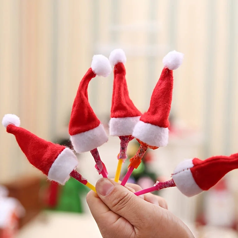 Christmas Halloween Non-woven Fabric Mini Santa Hats Red Candy Cane