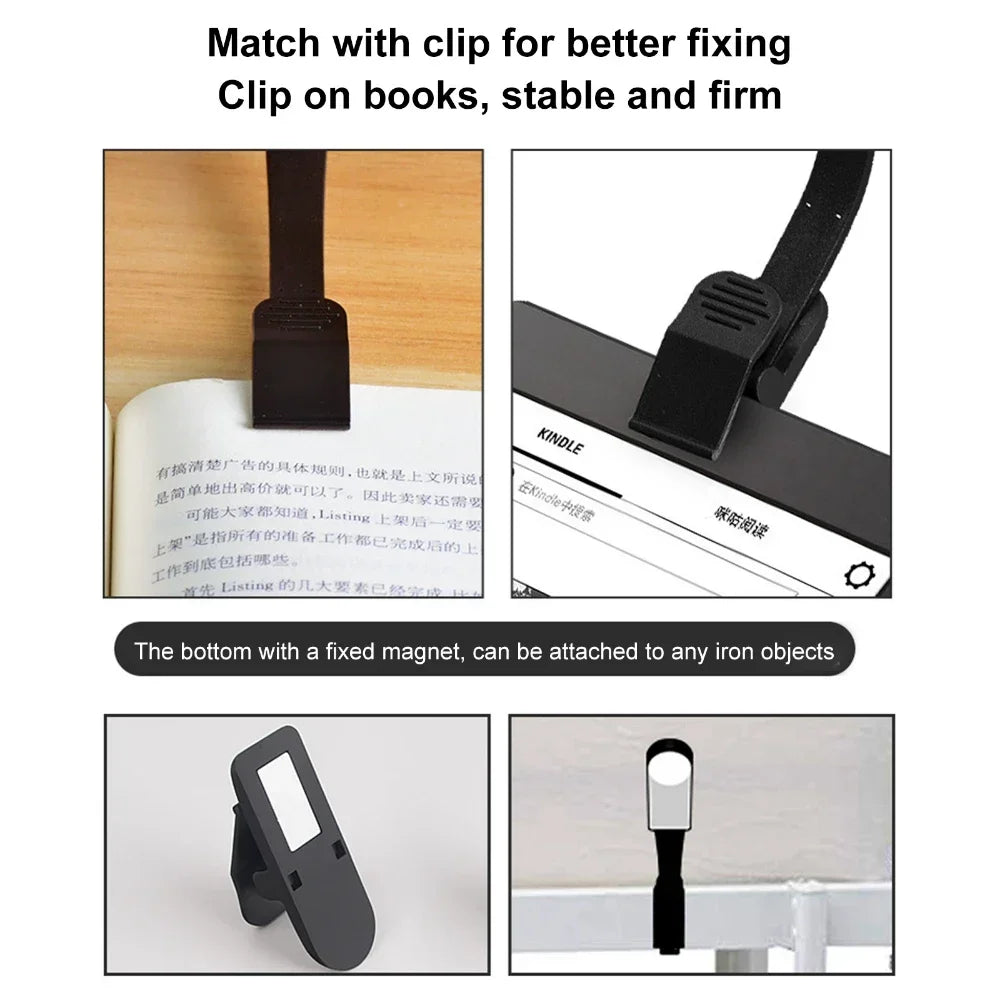 POCKETMAN Clip LED Book Light – USB Rechargeable, 3 Color Modes