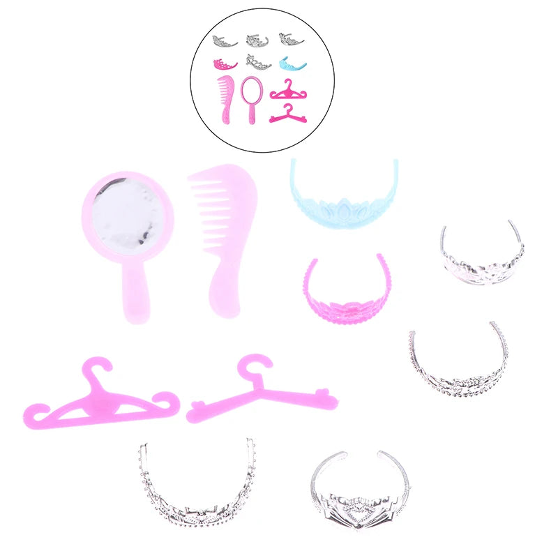 Doll Toy Accessory Electroplated Crown Necklace Ear Studs Bracelets Zpaxo A4