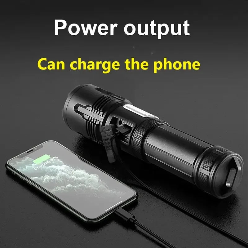 ESMARTER XHP120 COB Rechargeable Tactical Flashlight – Zoomable