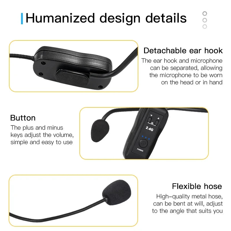 KEBIDUMEI Head-mounted Microphone Mic Wireless Lavalier Amplifier