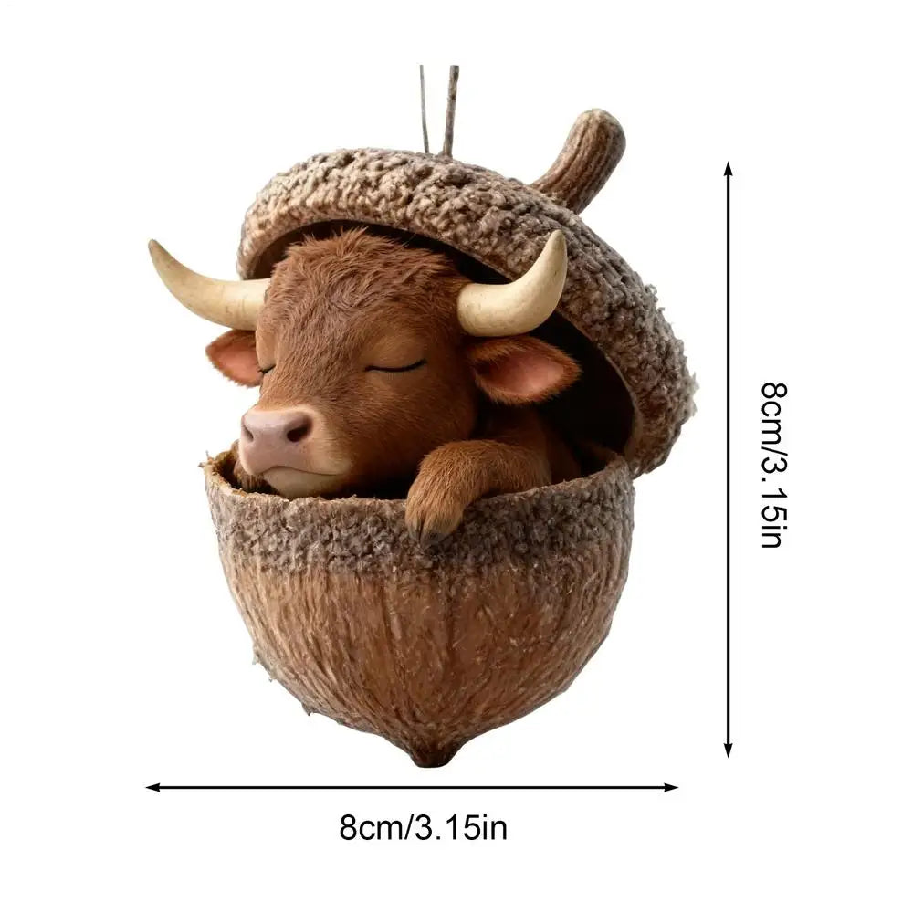 Christmas Tree Acorn Ornaments 2D Acrylic Sleeping Animal Pendant Zpaxo B