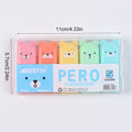 4/5/6Pcs Bear Mini Highlighter Pens Macaron Colors Chisel Tip Scrapbooking Marking Students School Office Supplies Zpaxo 5Pcs Kit