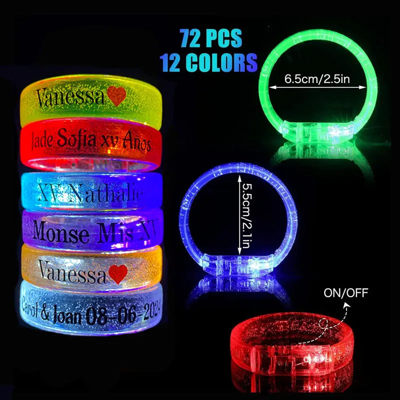 10 30 50 LED Bracelets Customizable Logos Text Suitable Wedding