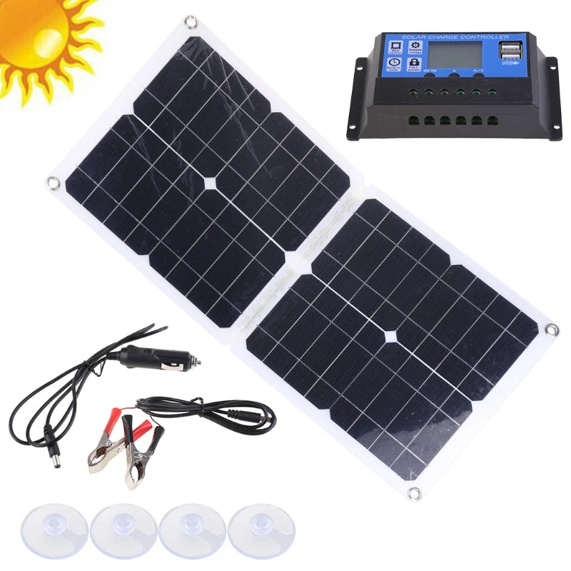 100W 12V5V Foldable 2 USB Solar Panel Cell Phone Tablet Computer Zpaxo