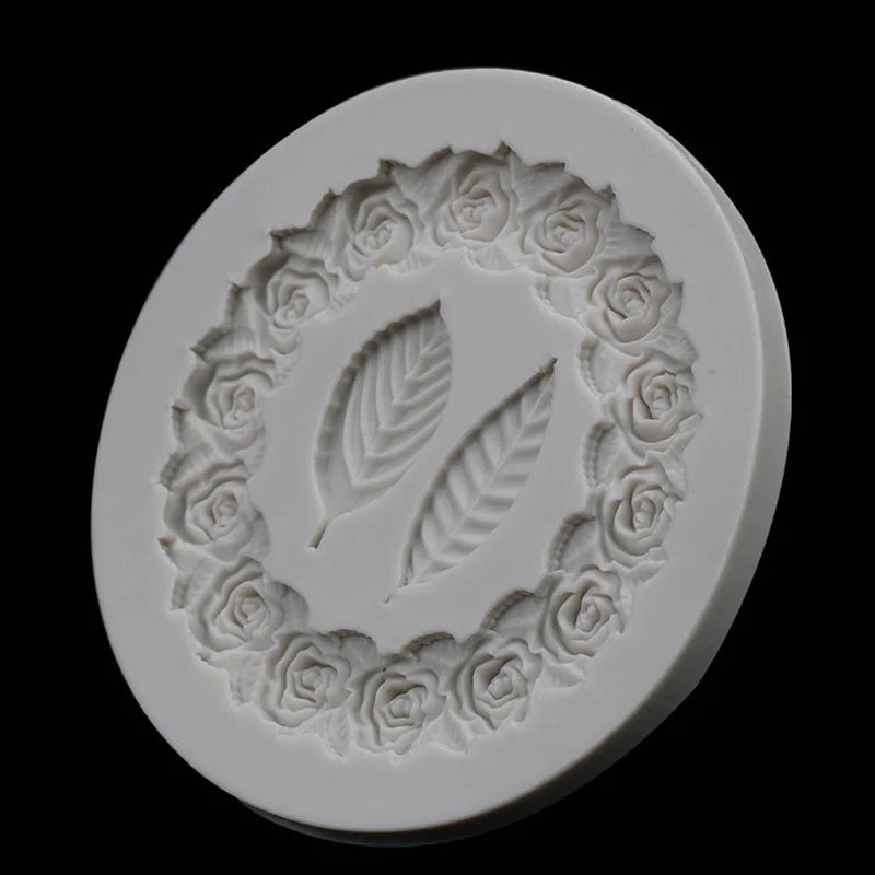 Retro Rosette Leaves Silicone Mold Cake Diy Chocolate Picture Frame