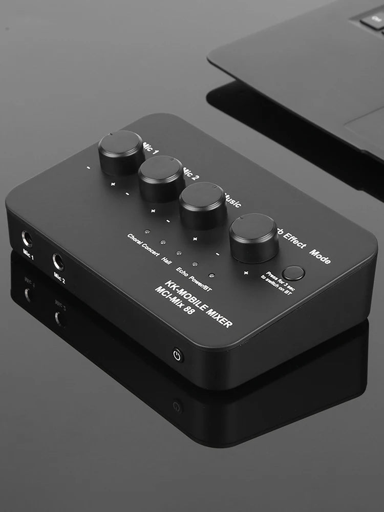 Portable Karaoke Microphone Mixer AUX IN/OUT BT Connection Dual Mic Inputs Digital Audio Mixer for DJ Sound Home Party & Theater Zpaxo