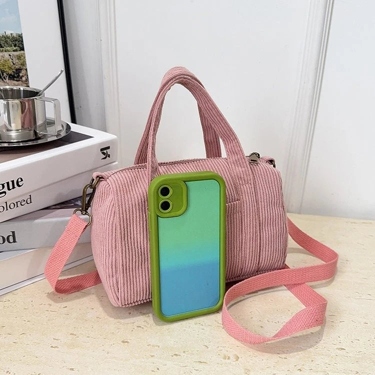 Crossbody Bags for Women Corduroy Shoulder Bag Solid Corduroy Bag Ins Hot Square Handbag Round Striped Bags Styling Props Zpaxo