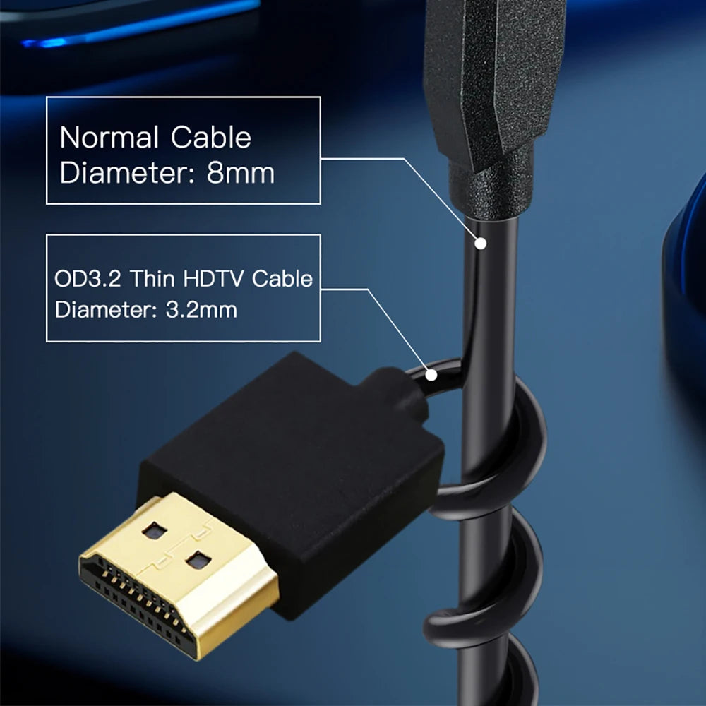 OD3.2 Ultra Soft & Thin HDMI To Mini HDMI Cord Supports High Speed 4K@60Hz 18gbps 2160p 1080p Extreme Slim & Flexible HDMI Wire Zpaxo