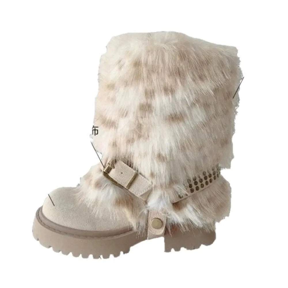 Fur Women Snow Boots Fashion Platform Shoes Warm Casual Sport 2025
