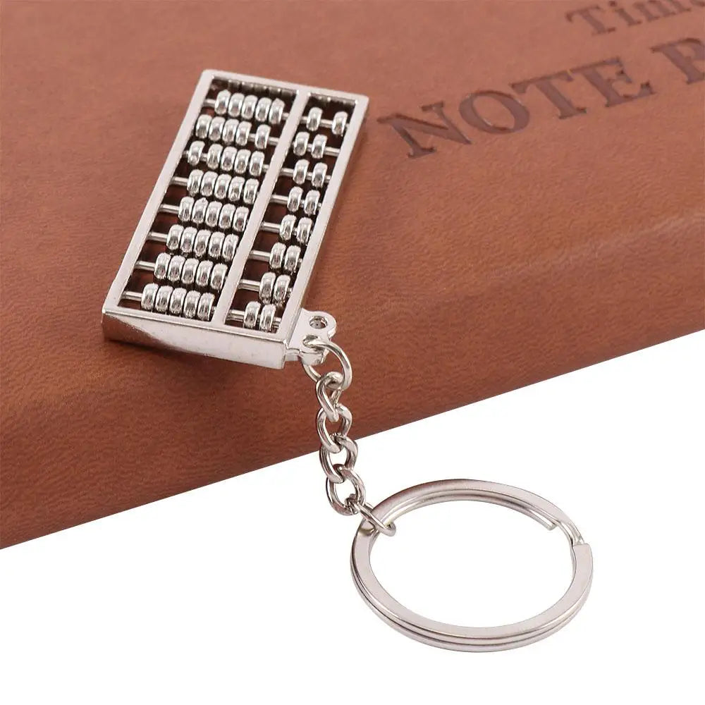3D Classic Cute Mobilizable 8 Rows Abacus Metal Pendent Simulation Model Gift Keychain Keyfob Keyring Zpaxo