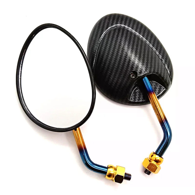 22mm Motorcycle Rearview Mirrors – Carbon Fiber Burnt Titanium Pair
