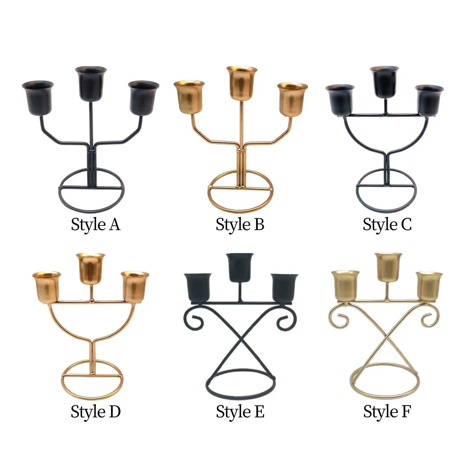 3-Arm Iron Candle Holder – Modern Candlestick Centerpiece Candle Holder Zpaxo