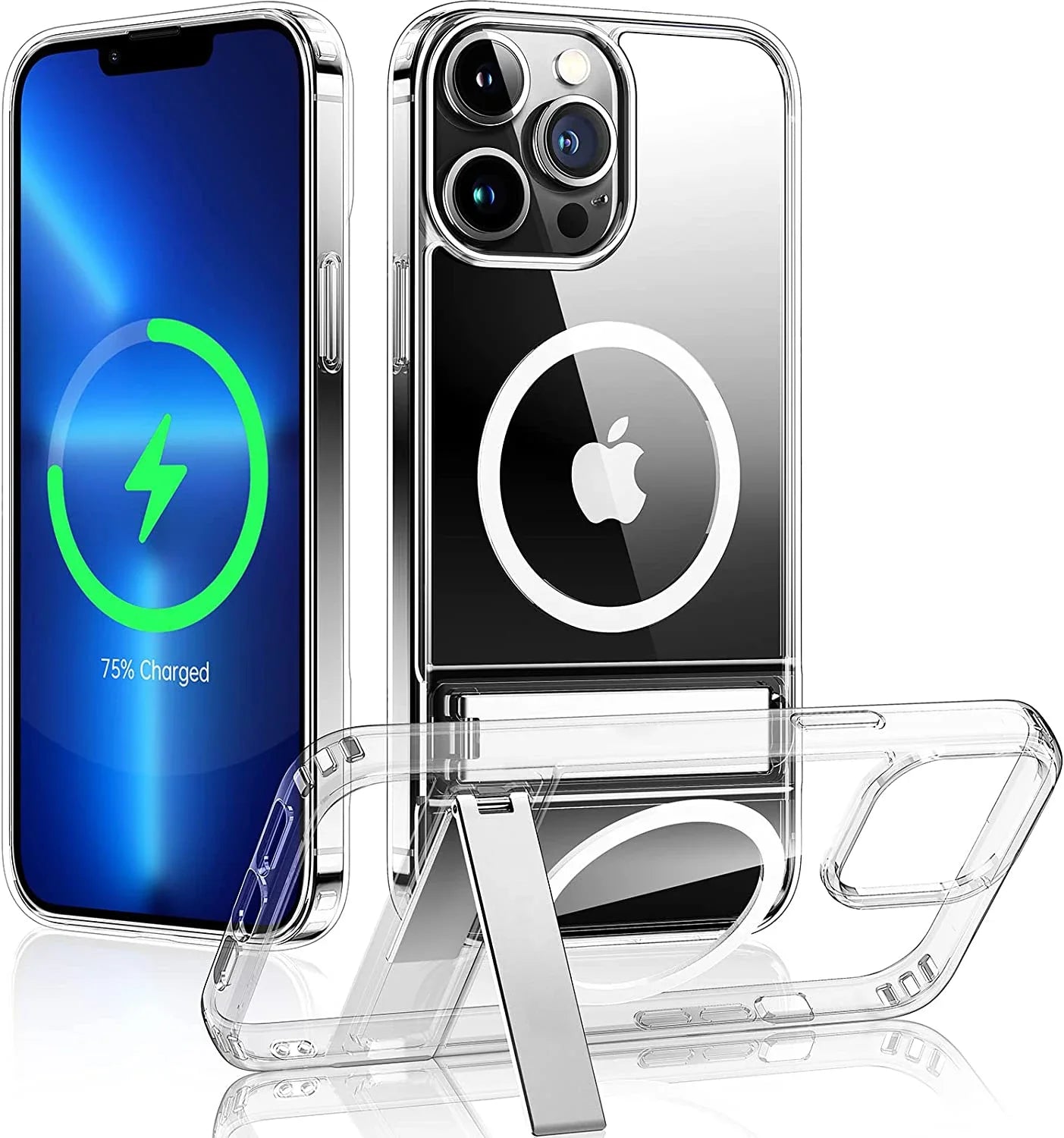 Clear Magnetic Phone Case Kickstand Iphone 17 Max Air 16 15 14 13 12