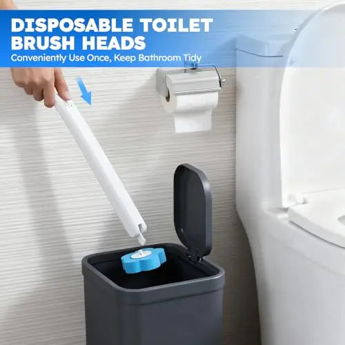 New Wall-Mounted Disposable Toilet Brush Set,miracle Mop Toilet Cleaner Hands Stay Clean Comes with Replacement Brush Heads Zpaxo