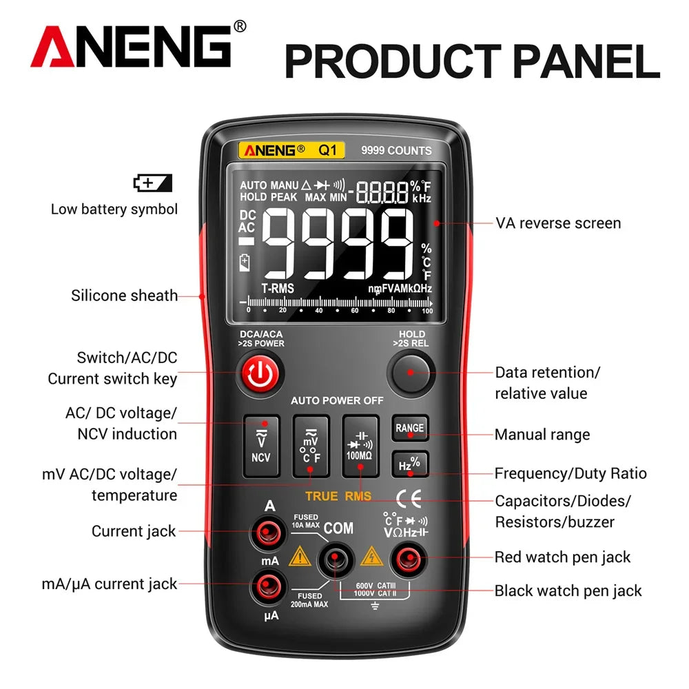 ANENG Q1 Digital Multimeter NCV Testers Lcr Meter 9999 Analog Tester