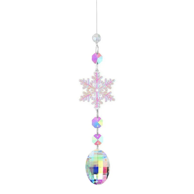 Crystal Snowflake Sun Catcher – Rainbow Prism Window Pendant