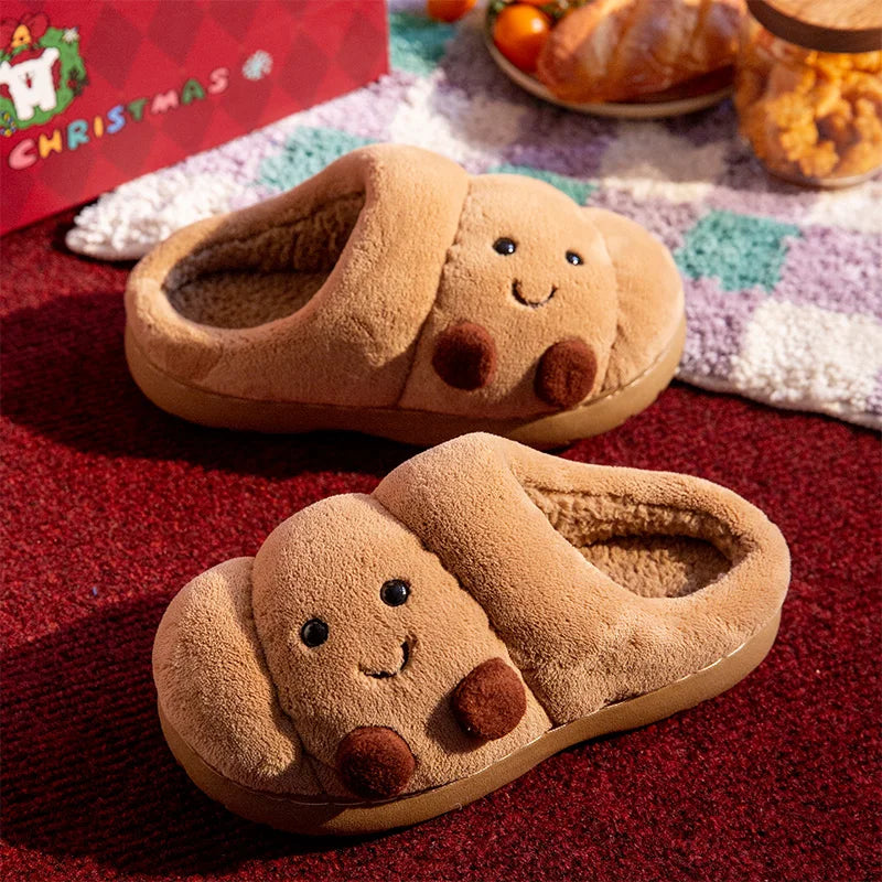 Plush Cotton Slippers Women Winter Indoor Home Shoes Anti-slip Thick