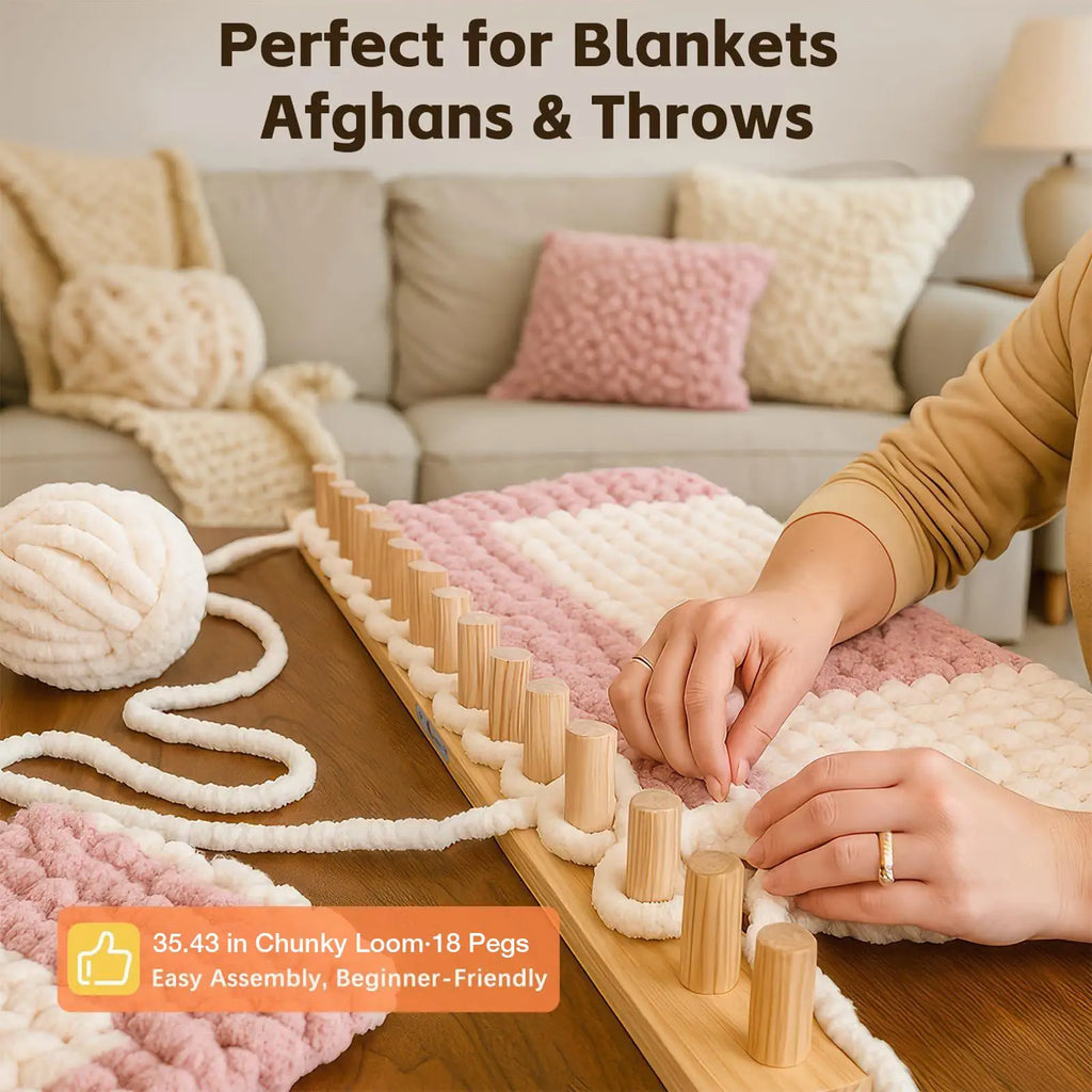 Chunky Blanket Loom Wooden Weaving DIY Craft Tool Large Yarn Knitting
