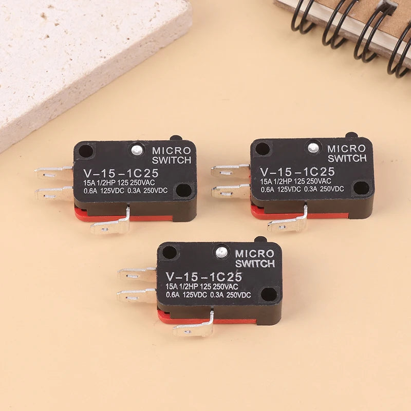 10Pcs Micro Switch V-15-1C25 Silver Point V-15-1C25 Microwave Oven Contact Switch Copper Point Tact Switch Limit Microswitch Zpaxo