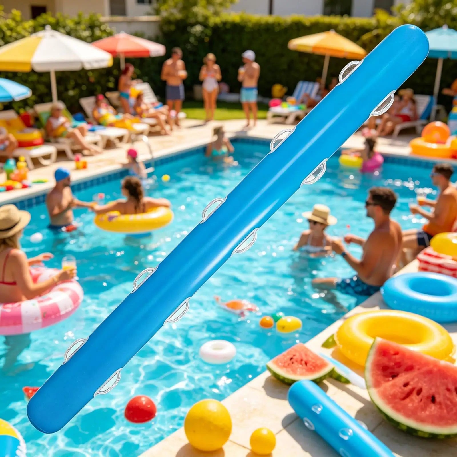 Inflatable Noodle Floats Handles PVC Floating Kids Adults Summer Zpaxo