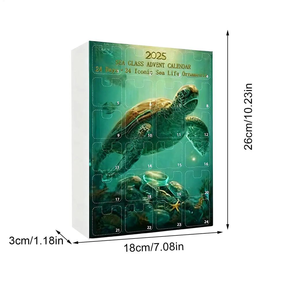 Christmas Countdown Calendar 24 Days 2D Acrylic Pendants Sea Animal