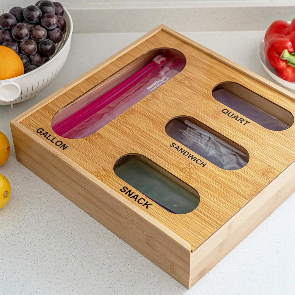 Baggie Organizer for Drawer 4 in 1 Kitchen Container Storage Bag Organizer Kitchen Drawer for Gallon Quart Sandwich Snack Zpaxo