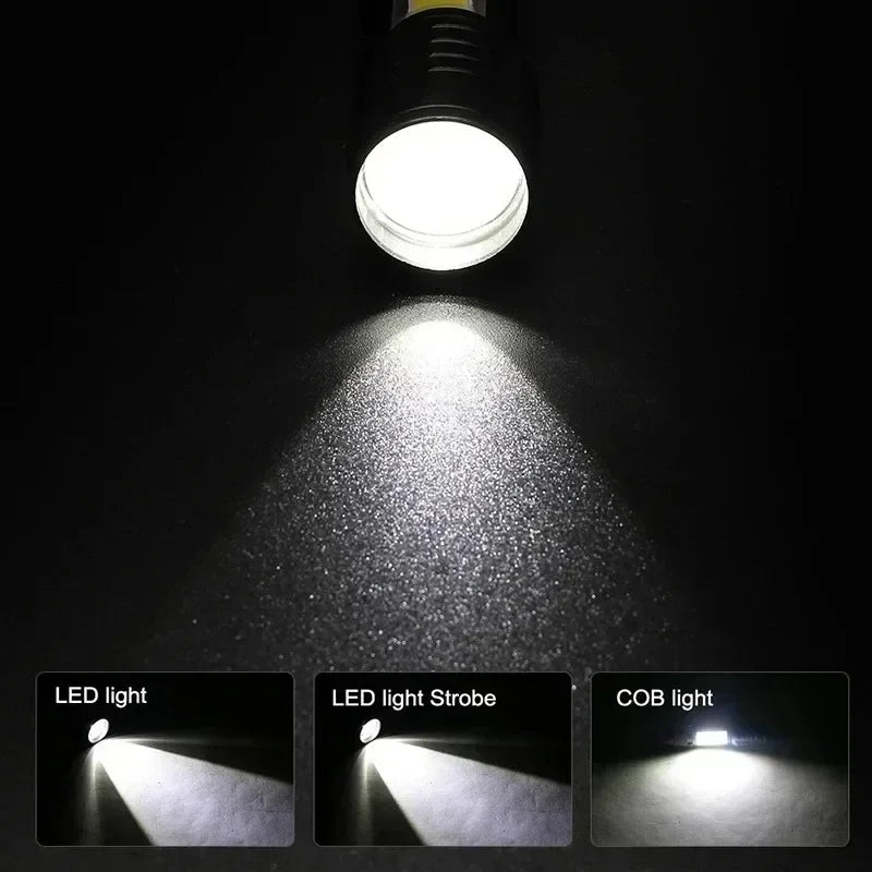 USB Rechargeable Mini COB+XPE Zoomable Flashlight – 3-Mode Torch LED Flashlight Torch Zpaxo