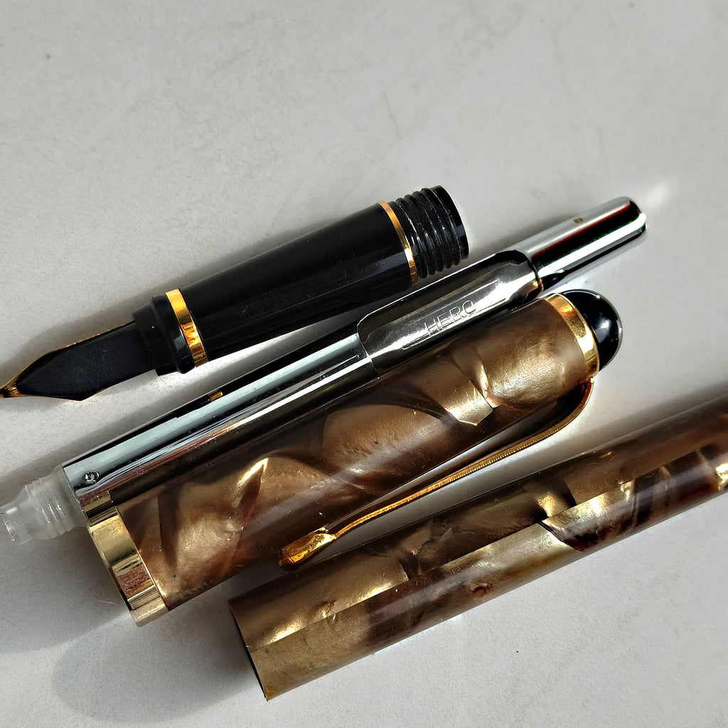 1990s Rare Stock HERO 91 Fountain Pen,0.7MM Bent Tip Writing, Office, Collection Stationery Clearance Sale Plastic Shaft Zpaxo