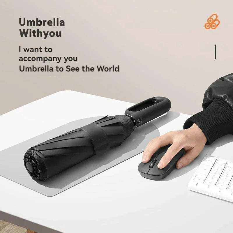 Fully Automatic Umbrella for Men And Women with Ring Buckle Design Large Rib Strong Sunshade Double Umbrella Folding Compact Zpaxo