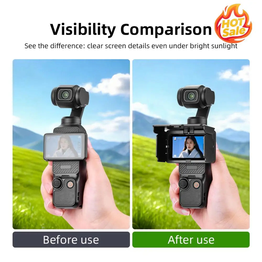 Screen Sunshade 3 Sided Foldable Sunshade Lens Anti-Glare Sunlight Blocking Protective Cover Hood for DJI Osmo Pocket 3 Zpaxo