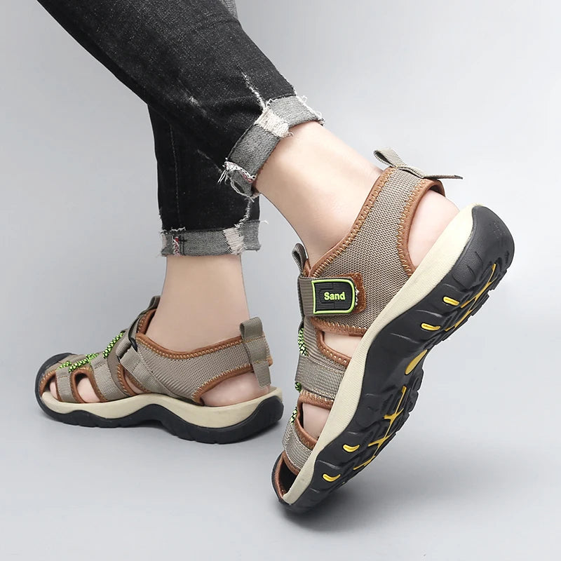 Summer Men Sandals Leather Mens Casual Shoes Outdoor Beach Roman Zpaxo