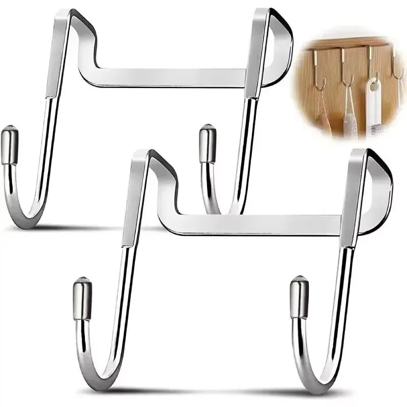 S-Type Stainless Steel Door Hooks | No-Drill Cabinet Hangers