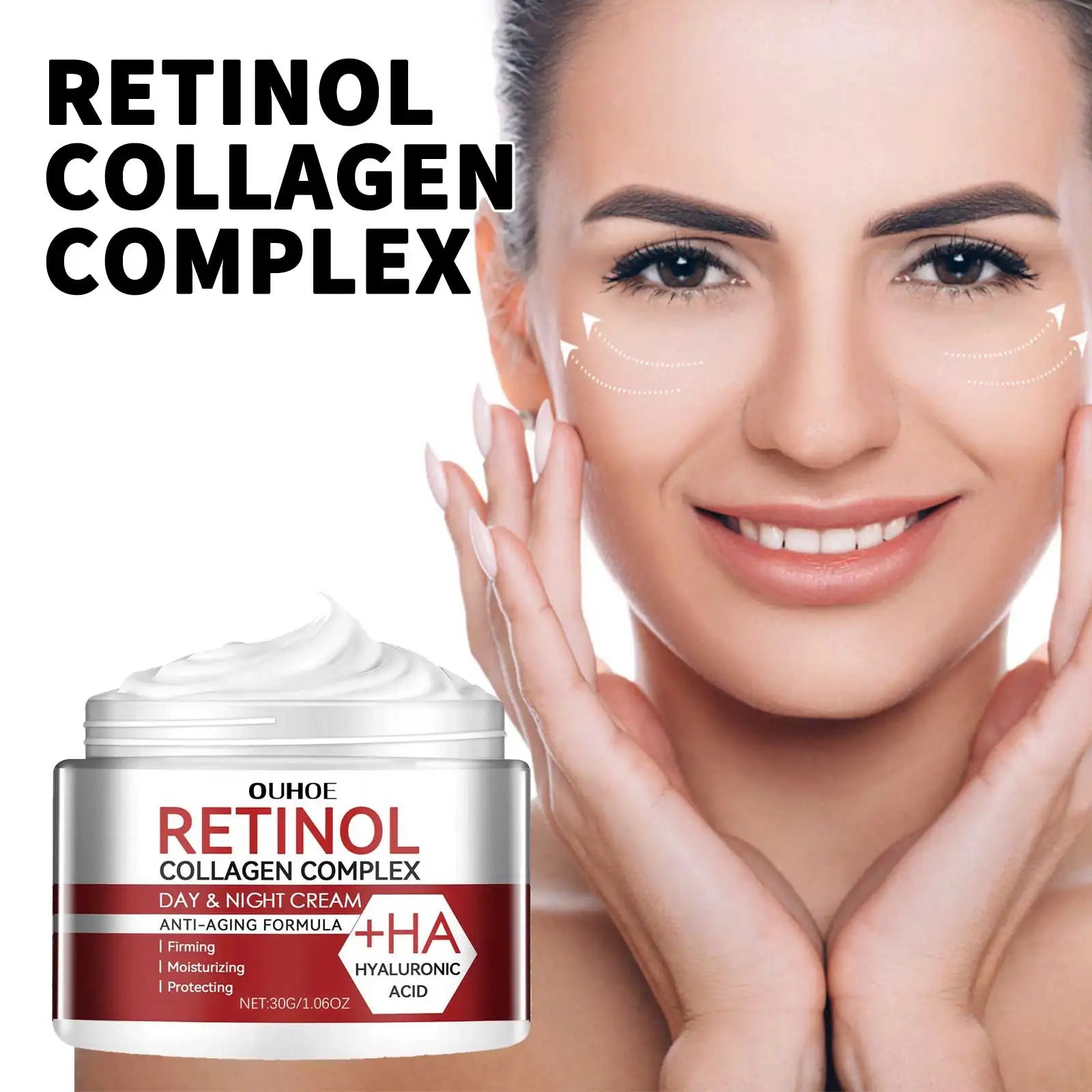 OUHOE Retinol Moisturizing Cream Anti-Wrinkle Fade Fine Lines Dark Circles Pore Tightening Moisturizing Anti-Aging Cream Zpaxo