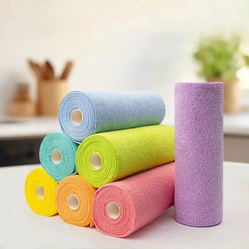 Reusable Microfiber Cleaning Cloth Roll – Paper Towel Replacement Reusable Cleaning Cloths Zpaxo