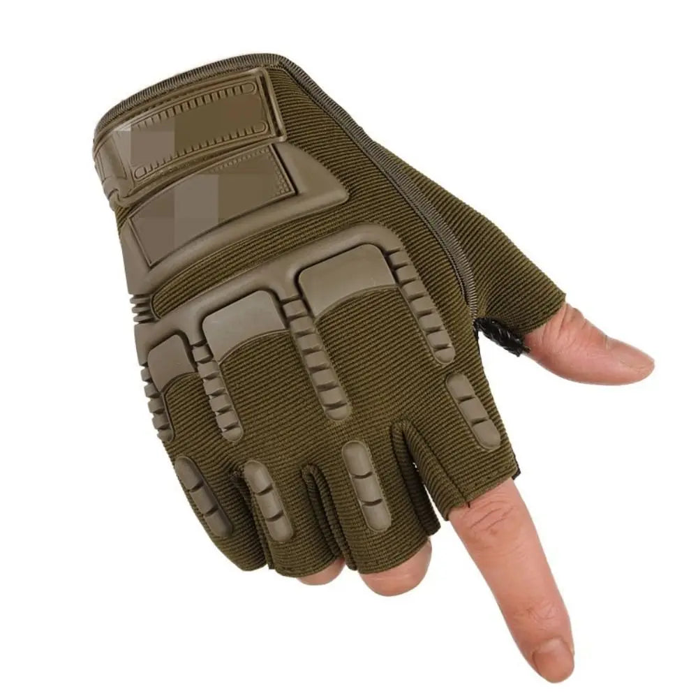 Resistant Motorcycle Equipment Accessories Fingerless Guantes Men's Zpaxo -Green