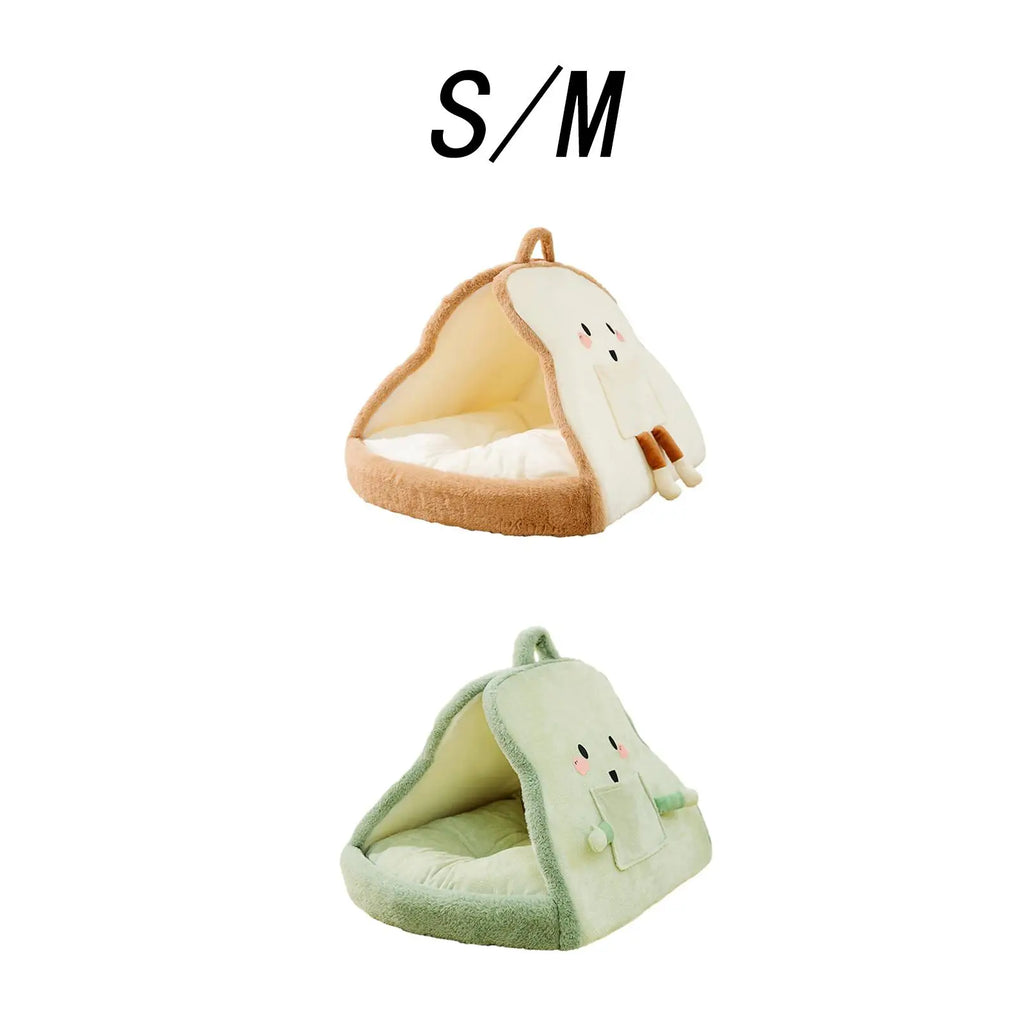 Pet Tent Cave Bed Self Warming Toast Shaped Cat Nest Puppy Cats Dog Zpaxo